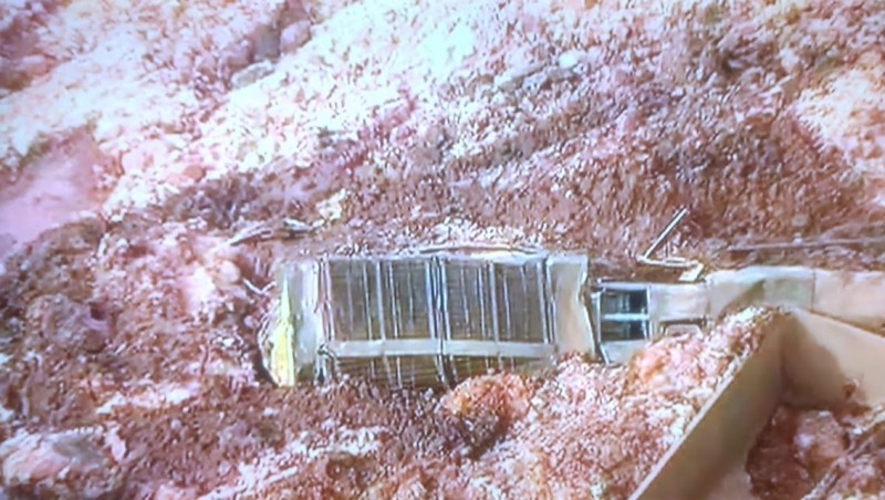 Mina Feijão após o rompimento da barragem (imagem: TV Record)