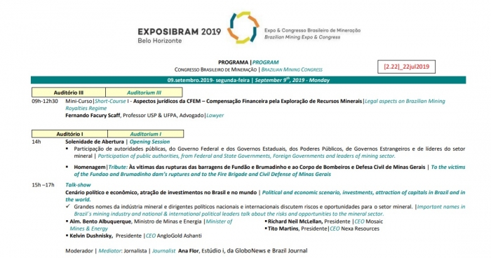 Atração de investimentos para a mineração será tema de debate na Exposibram 2019