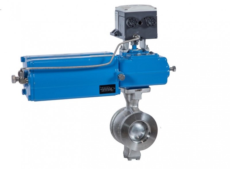 Válvula segmentada Neles série R, atuador pneumático e posicionador inteligente (foto: Neles)