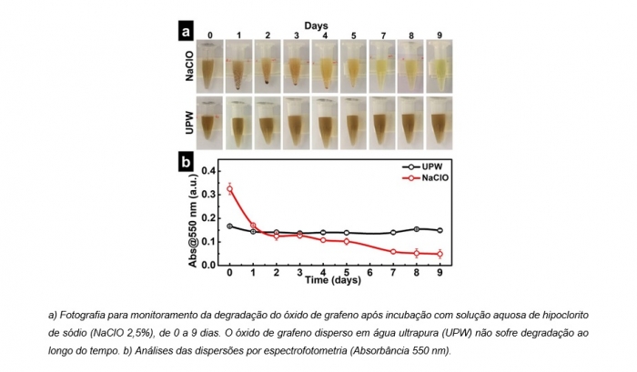 Estudo do CNPEM indica que água sanitária pode reduzir toxicidade de óxido de grafeno