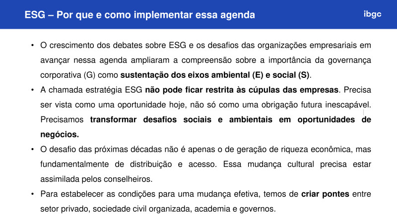 Fórum ESG na Construção e Mineração - 24/04/2024 - IBGC