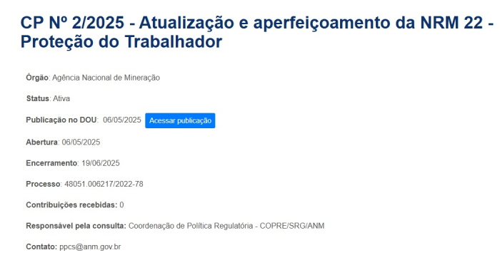 ANM abre consulta publica sobre as Normas Reguladoras de Mineração