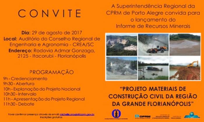 CPRM lançará estudo sobre agregados na Região Metropolitana de Florianópolis 